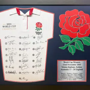 England 2003 Rugby World Cup Winners Multi-Signed Shirt – Framed